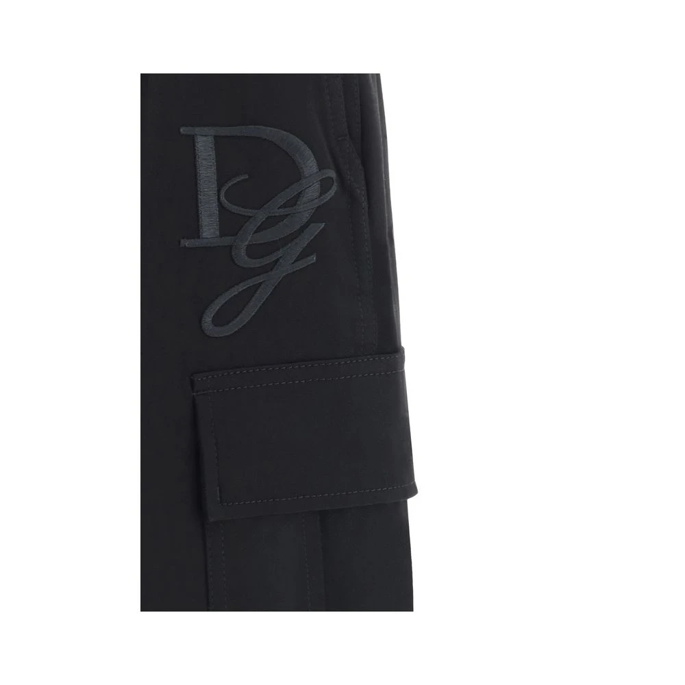 Dolce & Gabbana Cargo Broek met Iconisch Logo Borduursel Black Heren