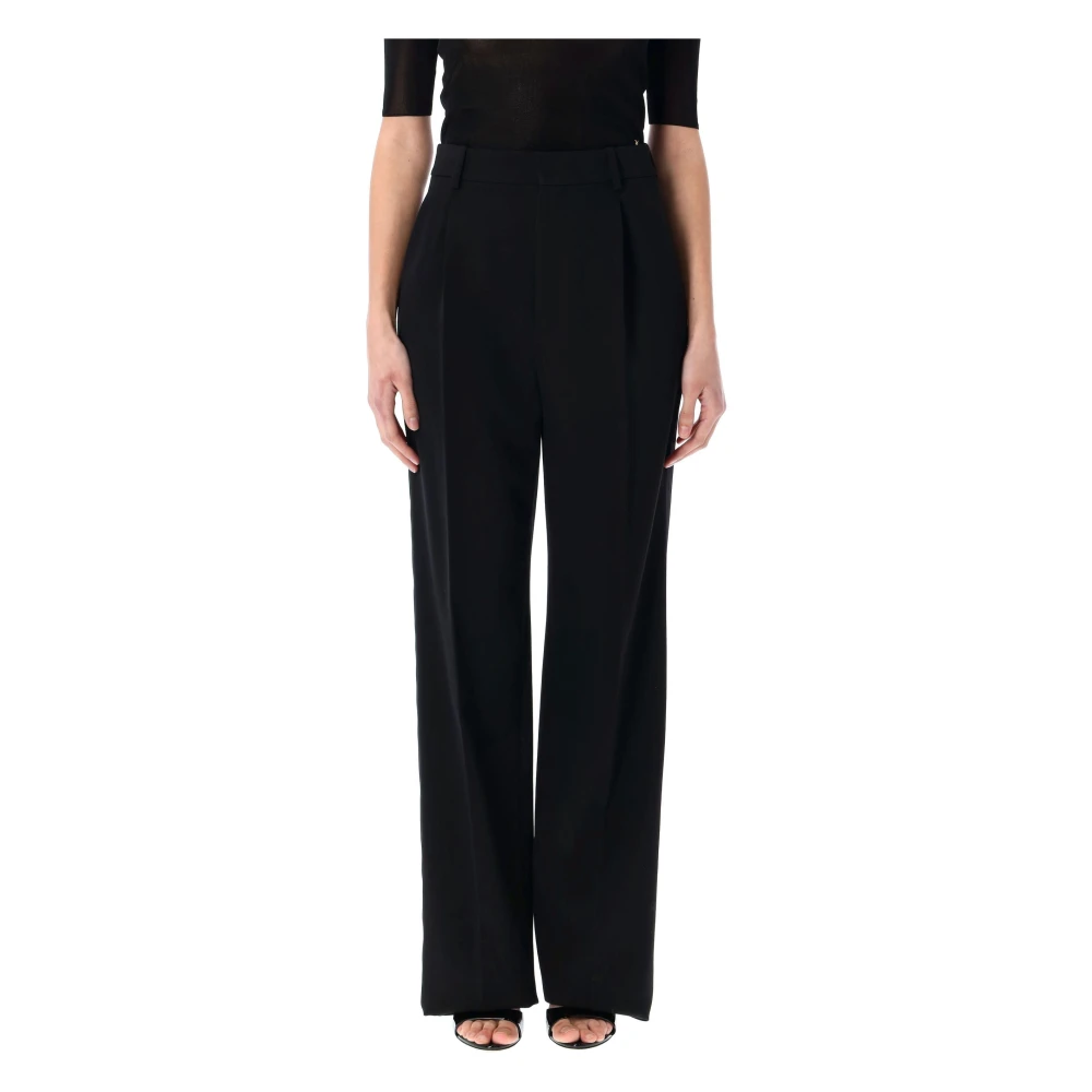Saint Laurent Zwarte Tuxedo-broek met satijnen banden Black Dames