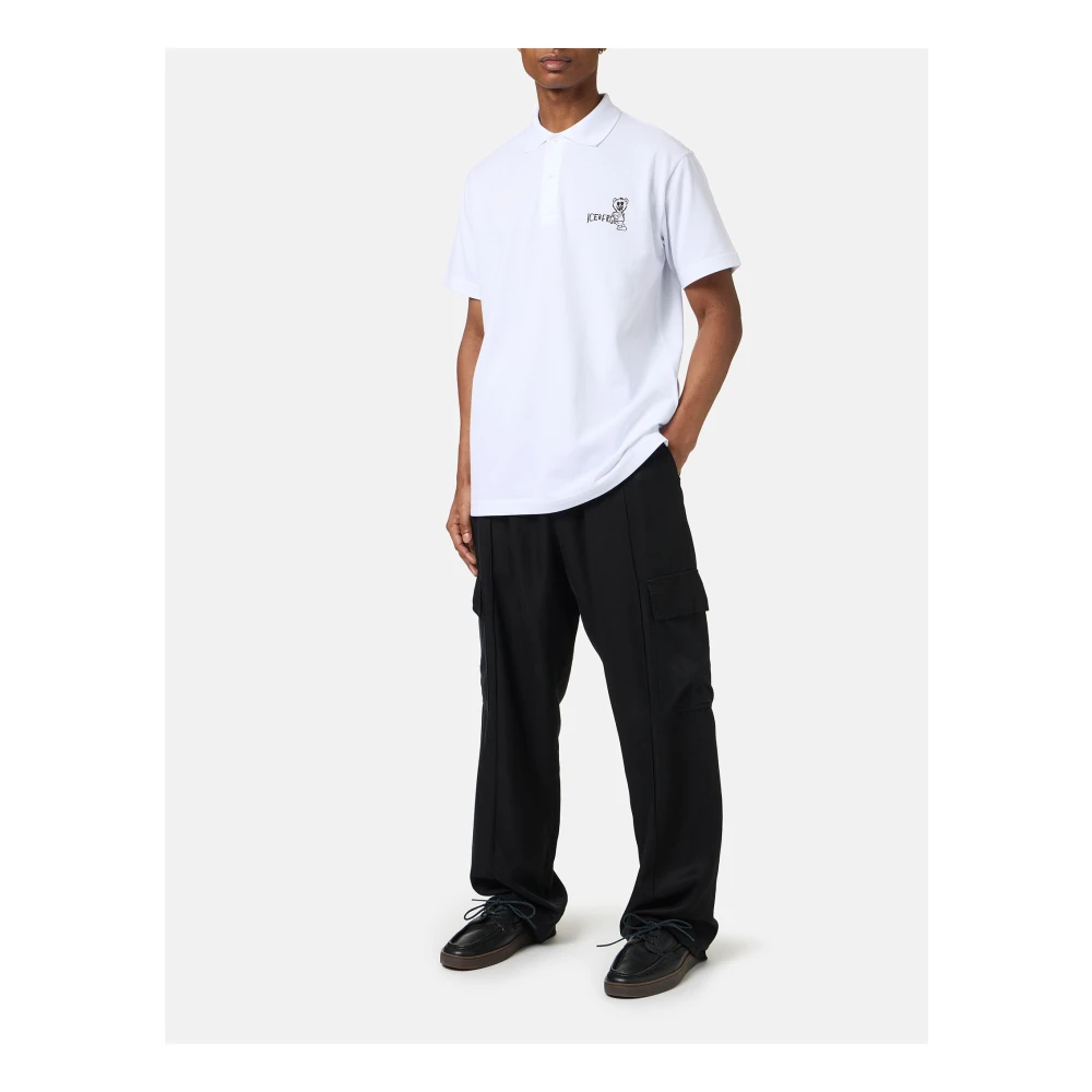 Iceberg Witte piqu� polo met beerprint White Heren