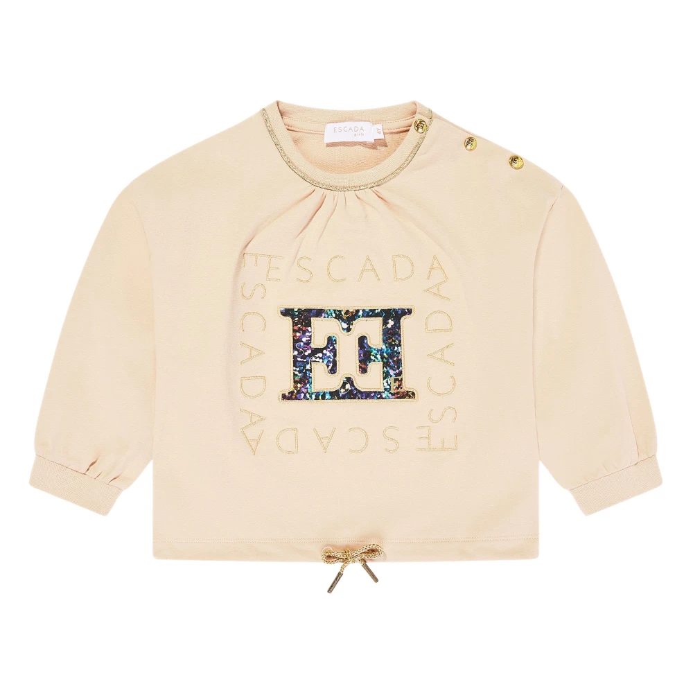 Escada Beige Embroidered Logo Sweatshirt - Female - Kids Sweatshirts - 6 Y - Kids