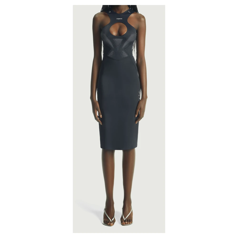 Coperni Zwarte Midi Jurk met Uitsnede Details Black Dames