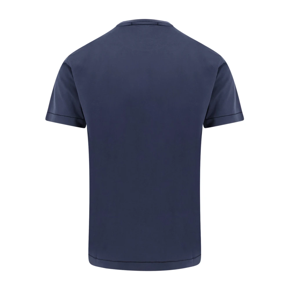 Stone Island Katoenen Logo T-Shirt met Korte Mouwen en Zak Blue Heren