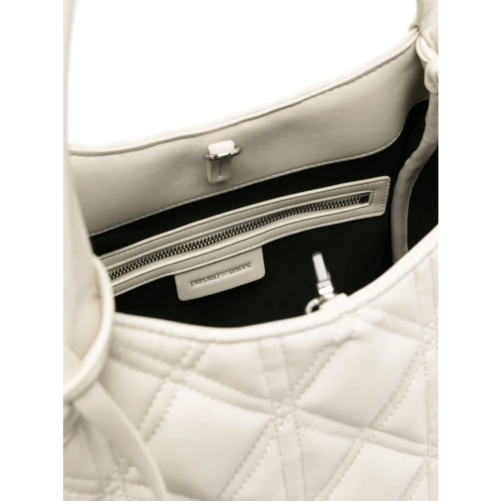 Emporio Armani Gewatteerde Witte Leren Tote Tas White Dames
