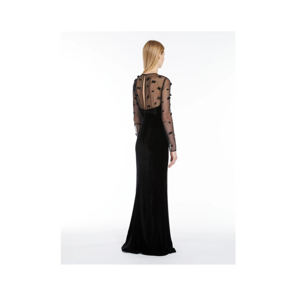 Max Mara Fluwelen Lange Jurk Elegante Stijl Black Dames