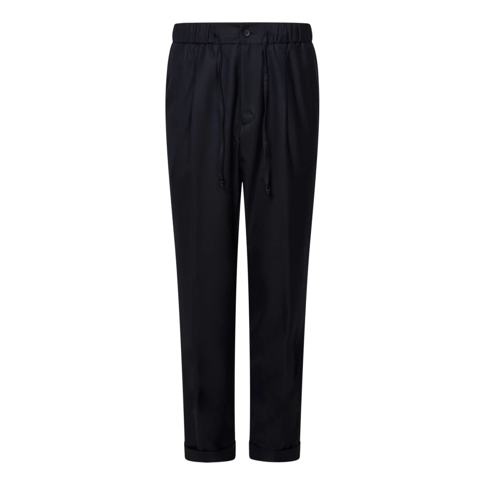 Drumohr Navy Blue Wool Twill Trousers Blue Heren