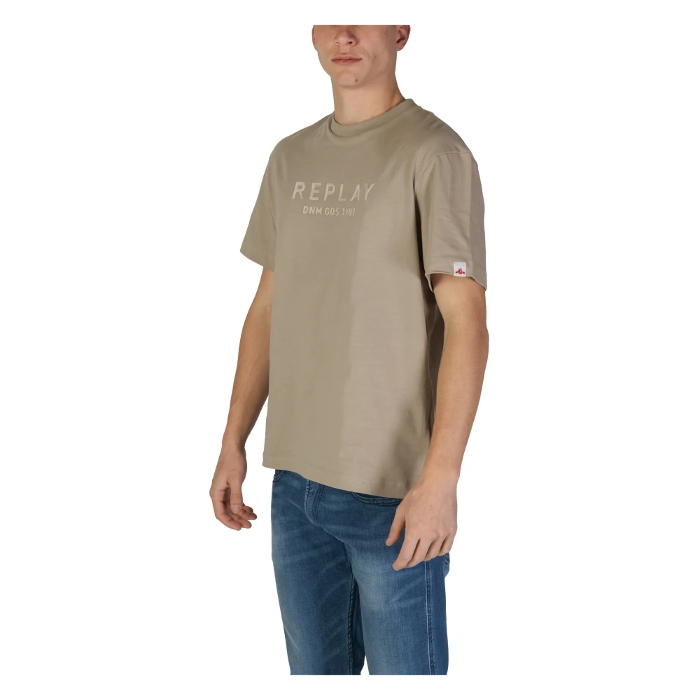 Replay Katoenen T-shirt korte mouwen lente zomer Beige Heren