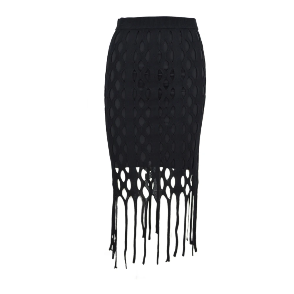 Pinko Piraat Net Rok met Franjes Black Dames