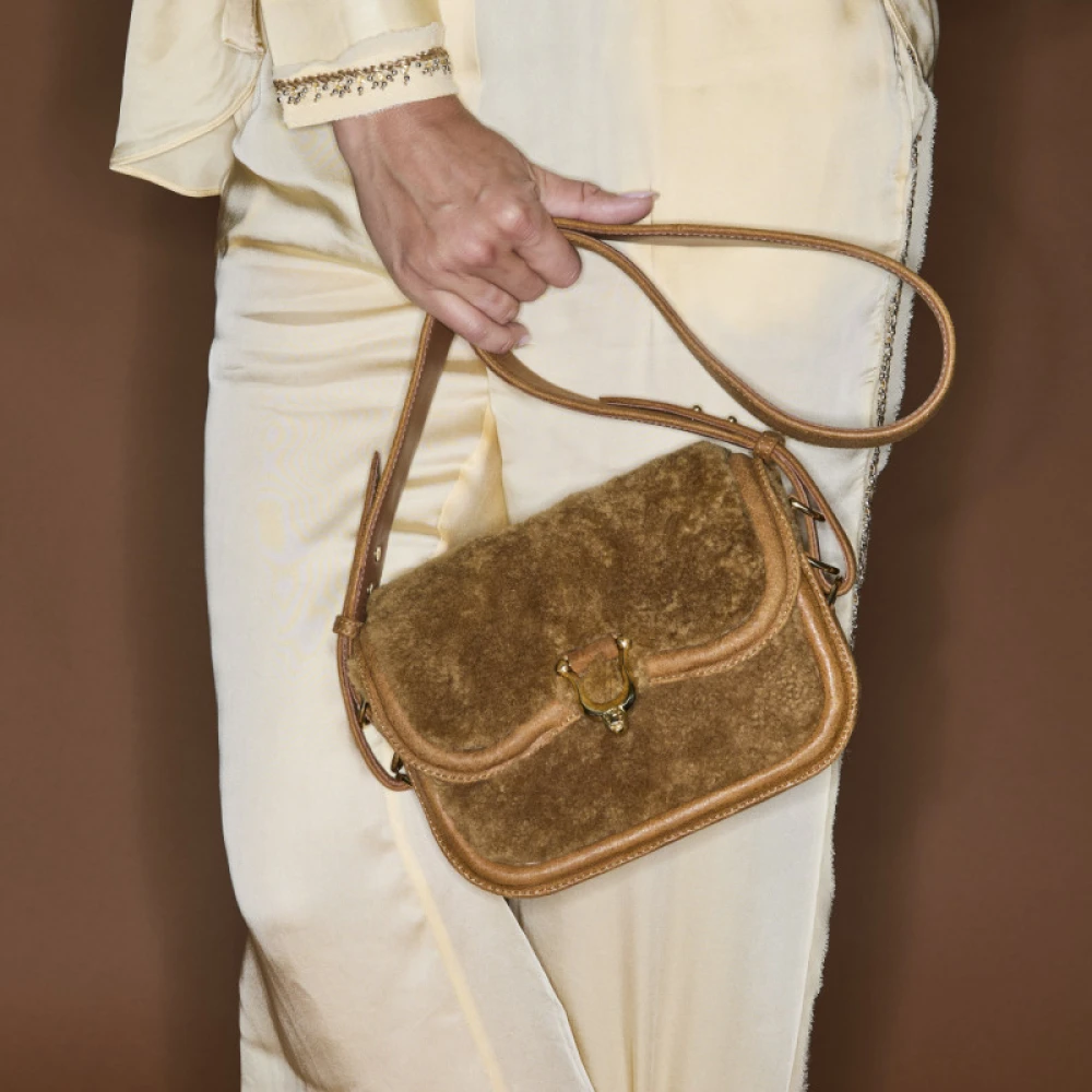 Claris Virot Mini Manon Leren Schoudertas Brown Dames