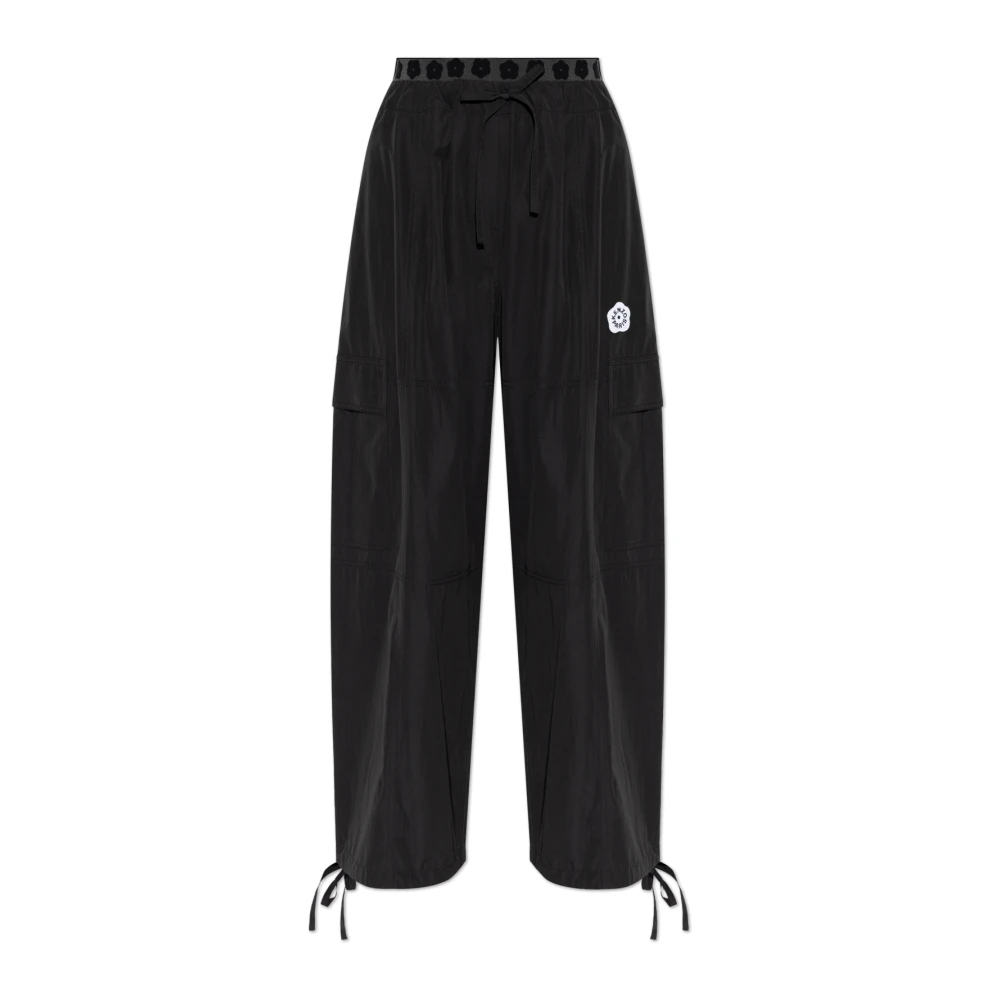 Kenzo Women's Black Wide Trousers, Xs, Cargo Trousers