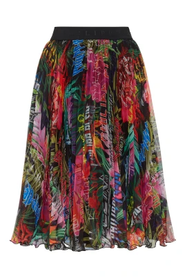Jungle Rock Print Plisserad Kjole