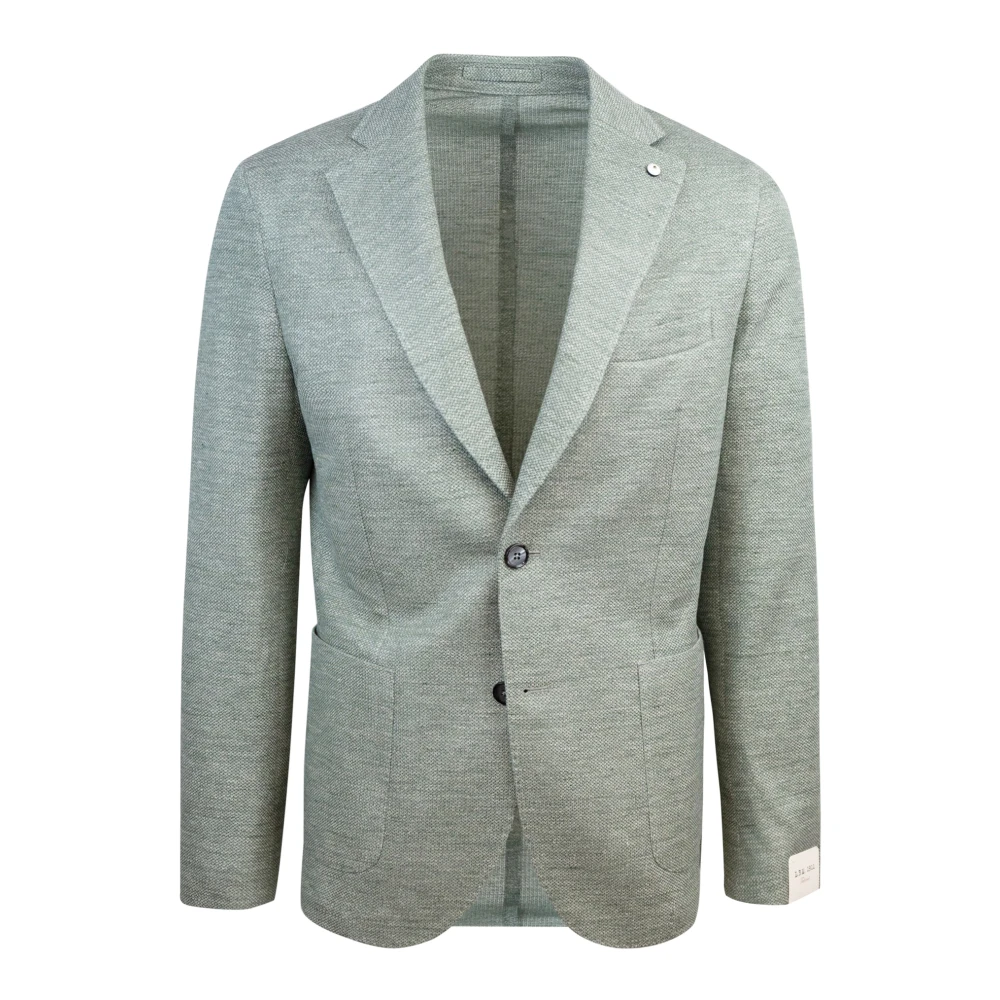 Lubiam Groene Jersey Jas Green Heren