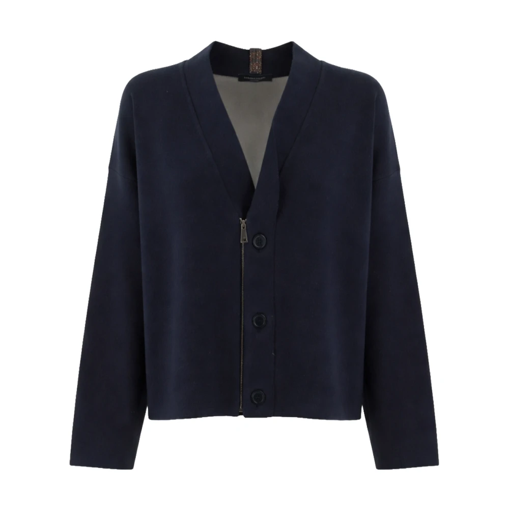 Fabiana Filippi Women's Blue Cardigans, Xs, Zip-Up Buttoned Cardigan