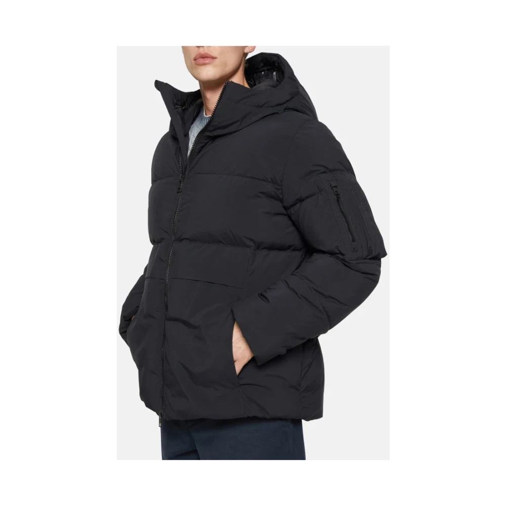 Dondup Reguliere Poplin en Nylon Pufferjas Blue Heren