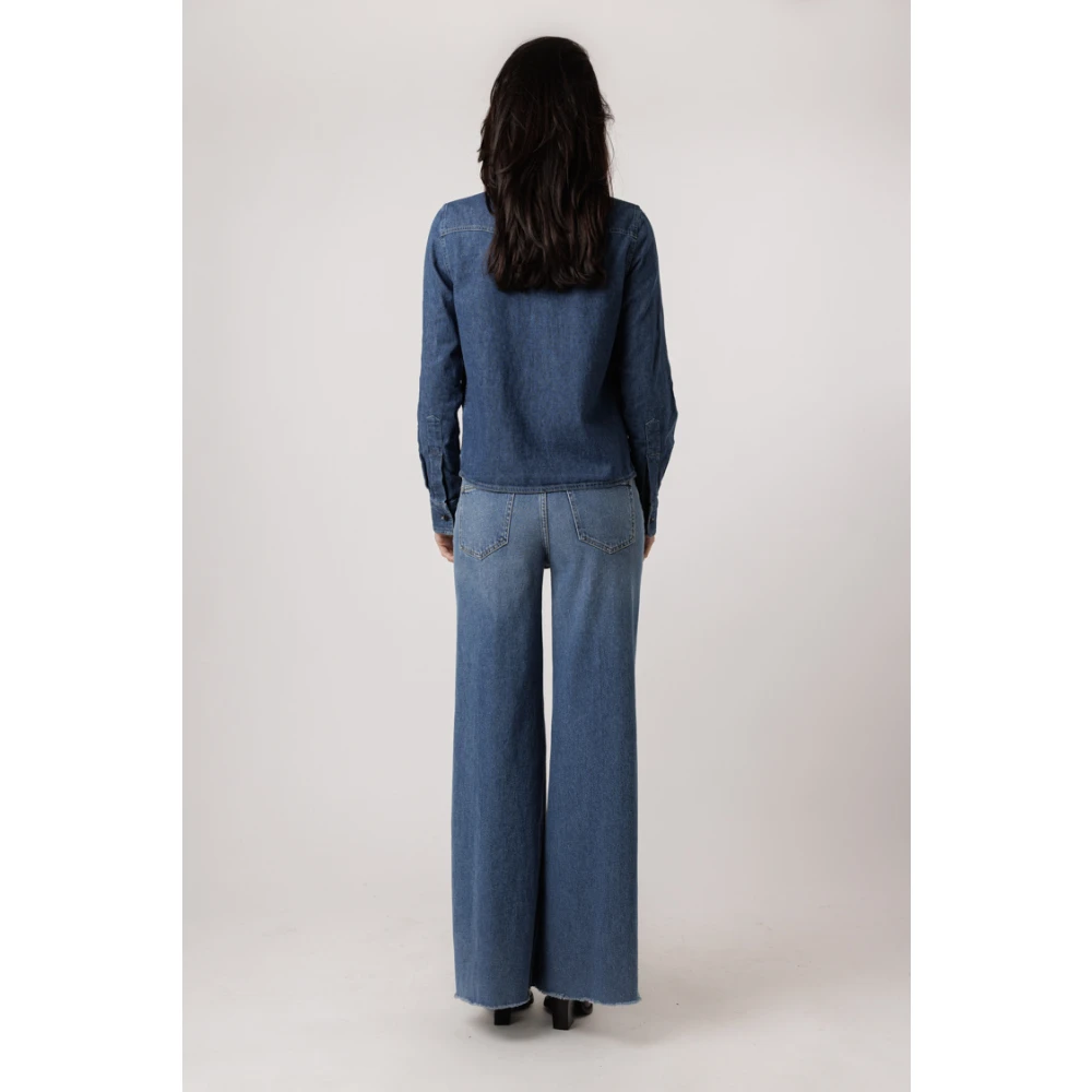 closed Denim Western Blouse Mid Blue Dames