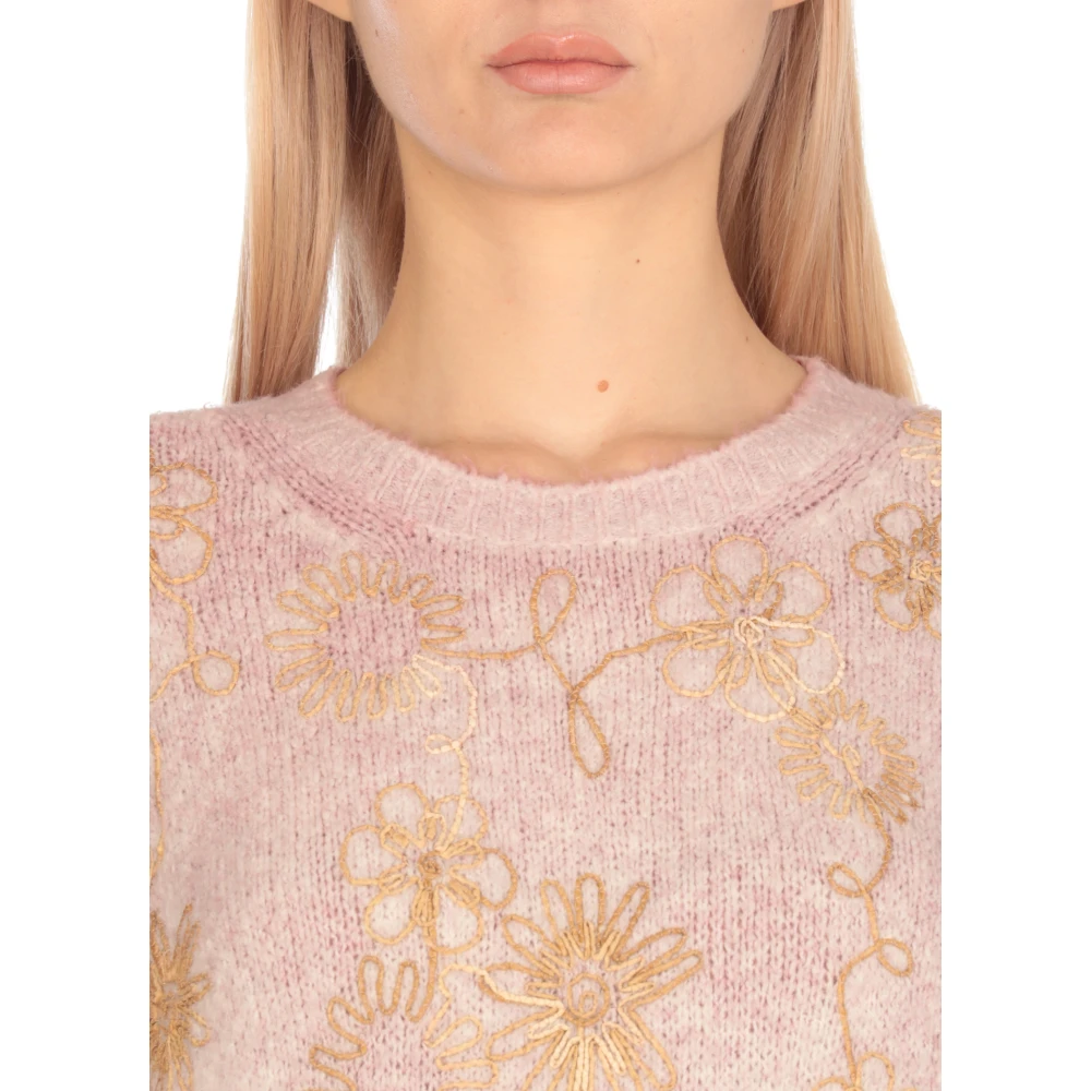 Avant Toi Roze Bloemenpatroon Katoenen Trui Pink Dames