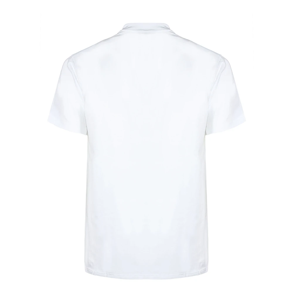 Low Brand Witte Katoenen T-shirt met Geribbelde Halfnek White Heren