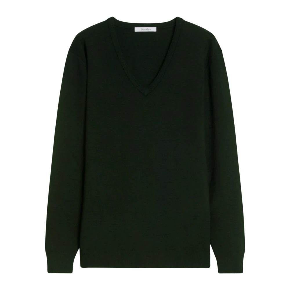 Max Mara Groene Gebreide Trui met V-hals Green Dames