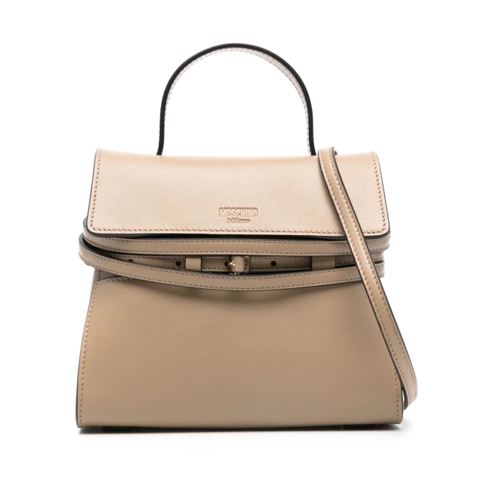 Moschino Beige Foldover Top met Magnetische Sluiting Beige Dames