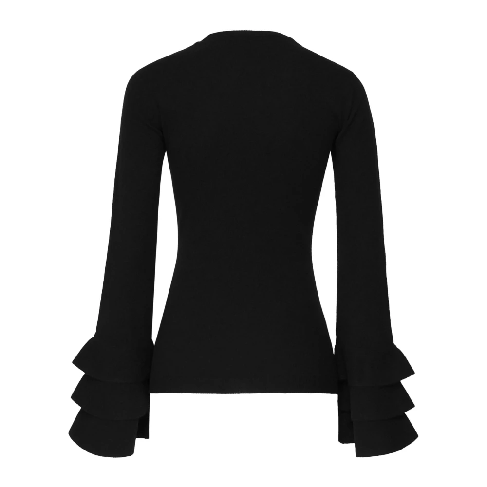 Valentino Garavani Zwarte Wol Viscose Pullover Sweater Black Dames