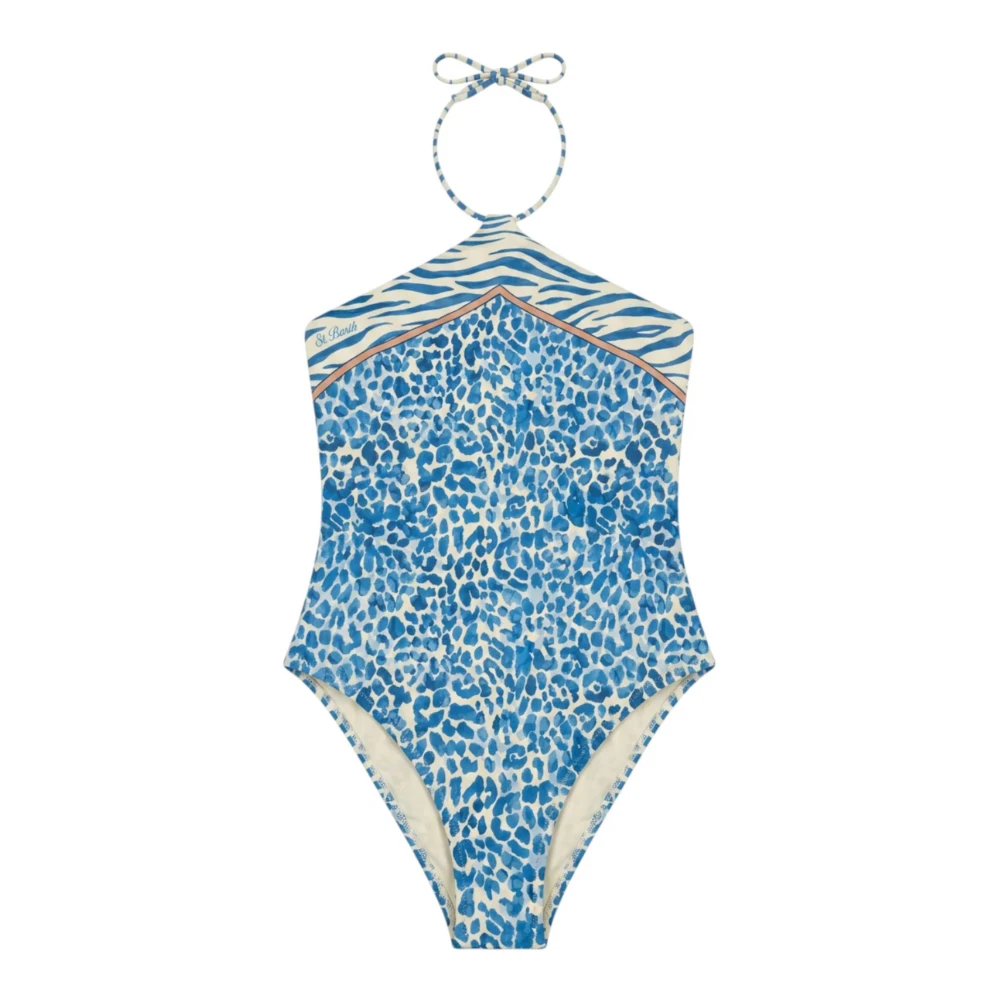 Mc2 Saint Barth Women's Blue Swimsuits, L, Meryem Foulard Bandeau One Piece Swimsuit