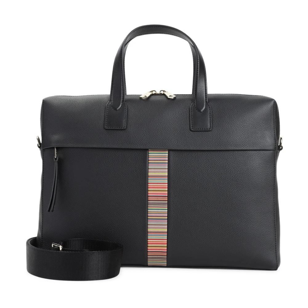 PS By Paul Smith Svart Läder Portfölj Ss25 Black, Herr