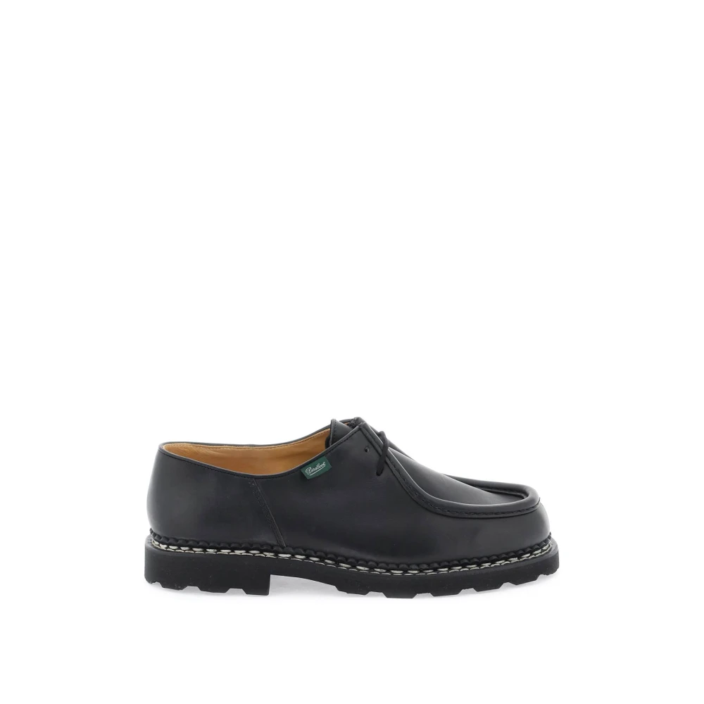 Paraboot Black Laced Shoes, Male, 10 Uk, Leather Lace-Up Derby Shoes