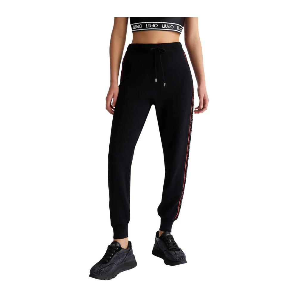 Liu Jo Gestreepte Gebreide Broek met Elastische Tailleband Black Dames
