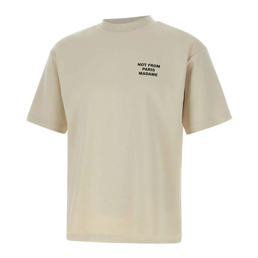 Drole de Monsieur Slogan Katoenen T-shirt Zand Mini Logo Beige Heren
