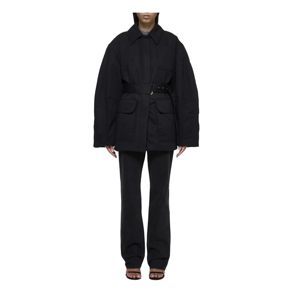 Jacquemus Zwarte Katoen Linnen Blend Blouson Jas Black Dames