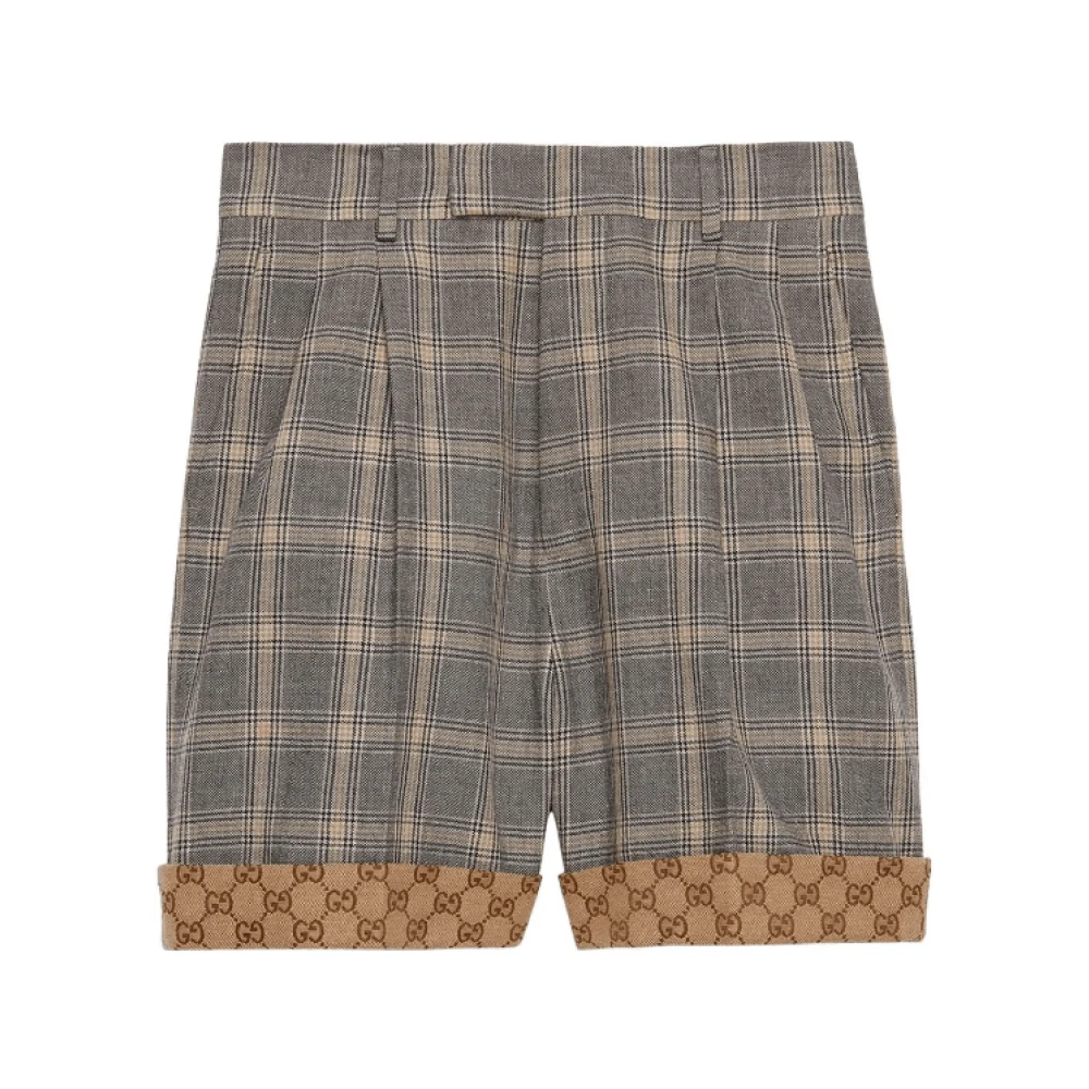 Gucci Prince of Wales linnen-wollen shorts Gray Dames