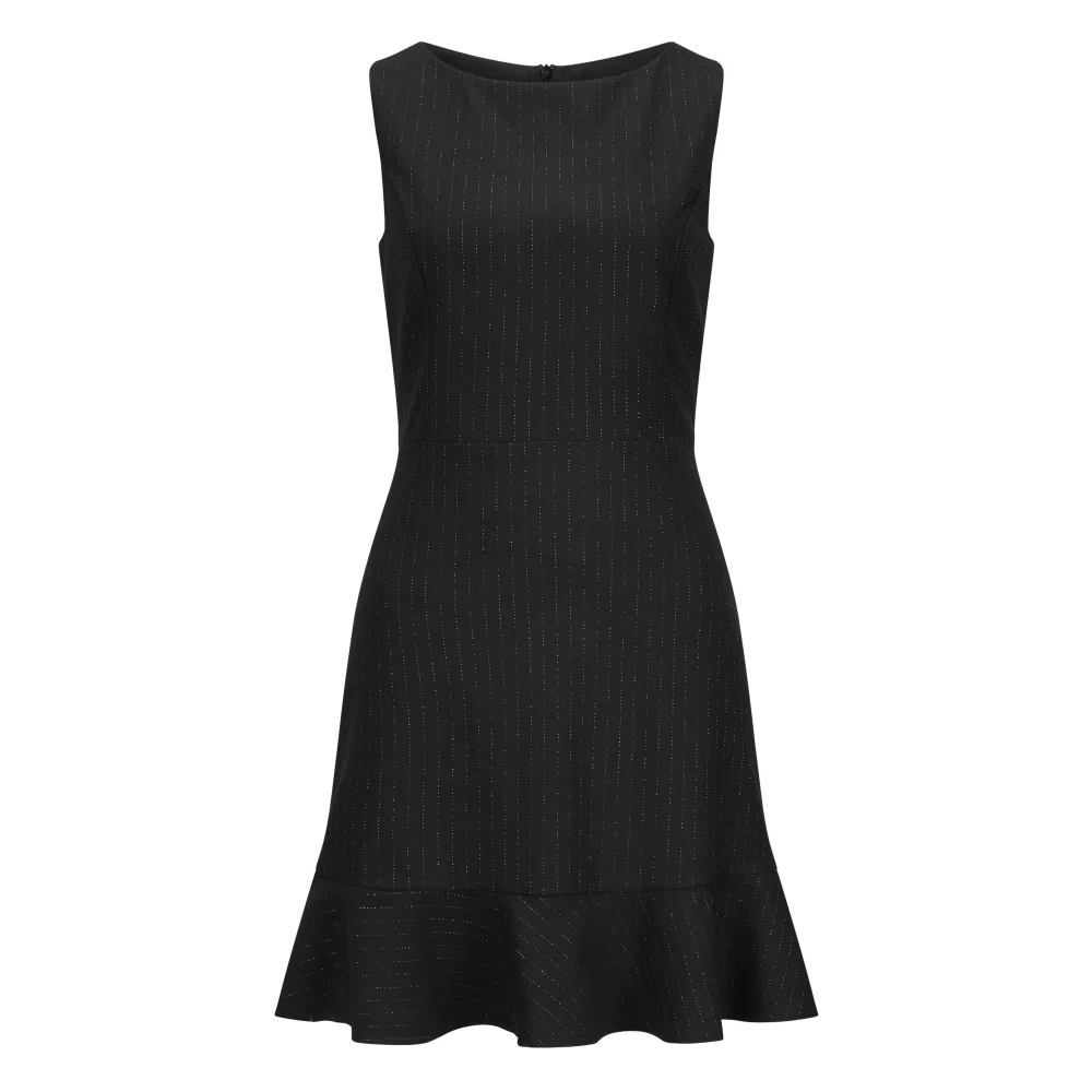 Nicowa Elegante Mouwloze Jurk met Gerimpelde Zoom Black Dames