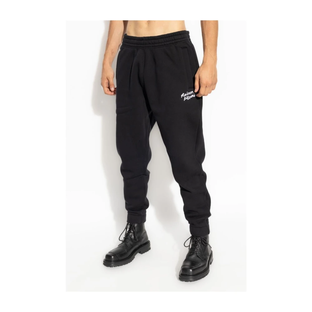 Maison Kitsuné Zwarte Broek Aw24 Black Heren