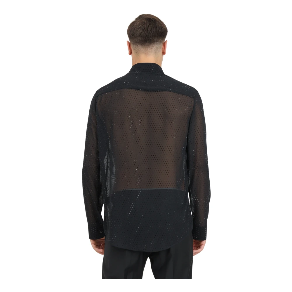 PATRIZIA PEPE Zwarte overhemd met strass detail Black Heren