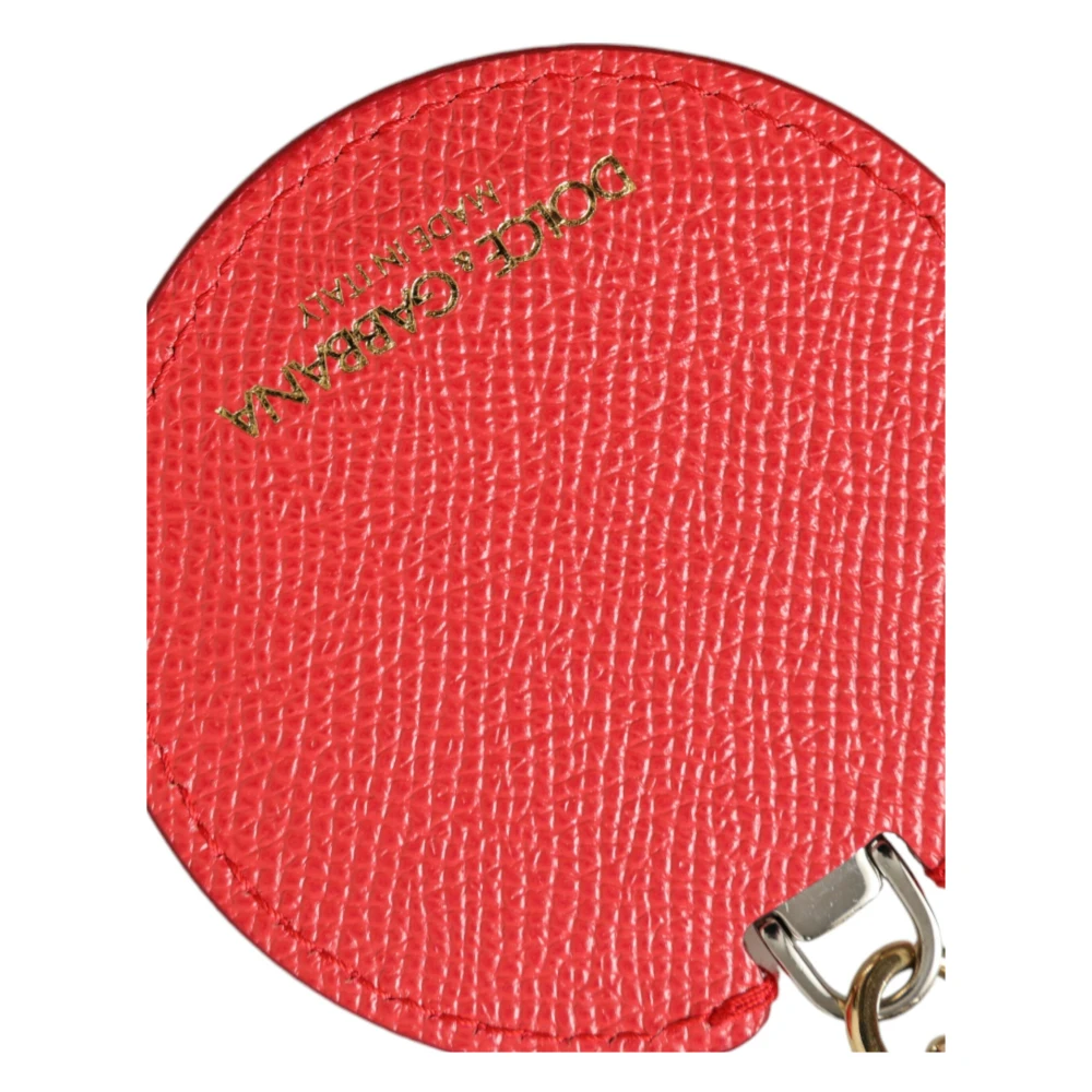 Dolce & Gabbana Elegante rode leren sleutelhanger met gouden accenten Red Dames