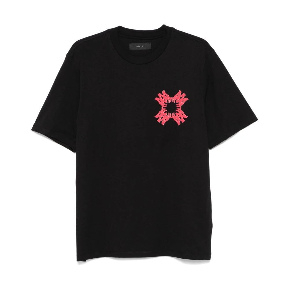 Amiri Zwarte katoenen T-shirt met Appliqué logo Black Heren