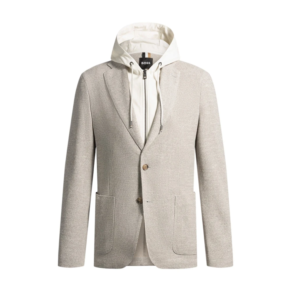 Hugo Boss Hoodie Blazer met katoen-polyester voering Beige Heren