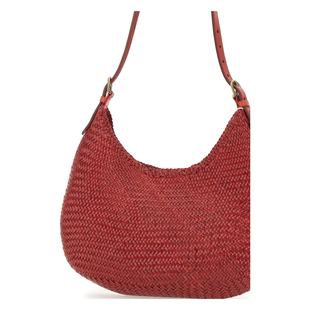 Dragon Diffusion Rode leren schoudertas Luna Mezza Red Dames