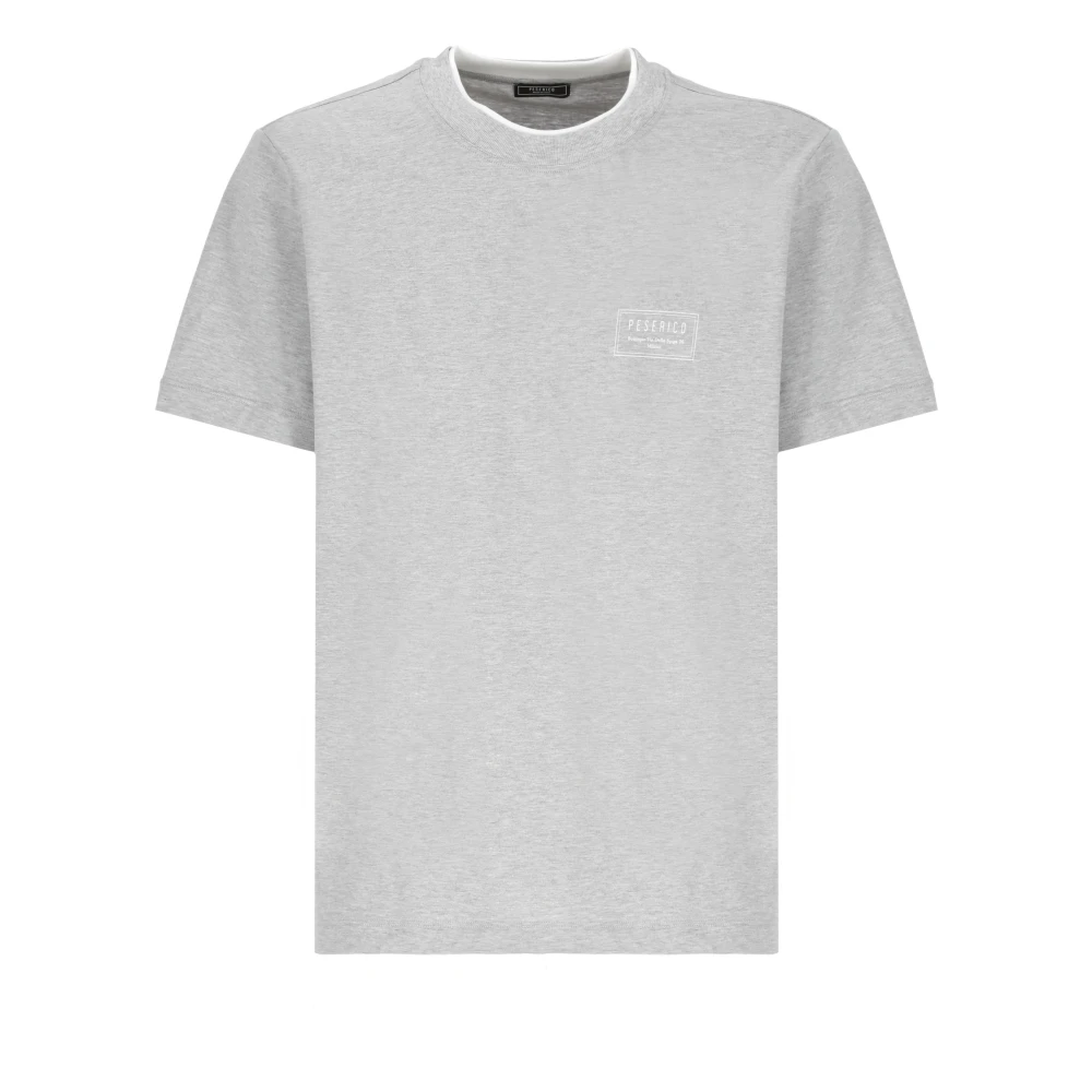 PESERICO Grijze Katoenen T-shirt met Logo Gray Heren