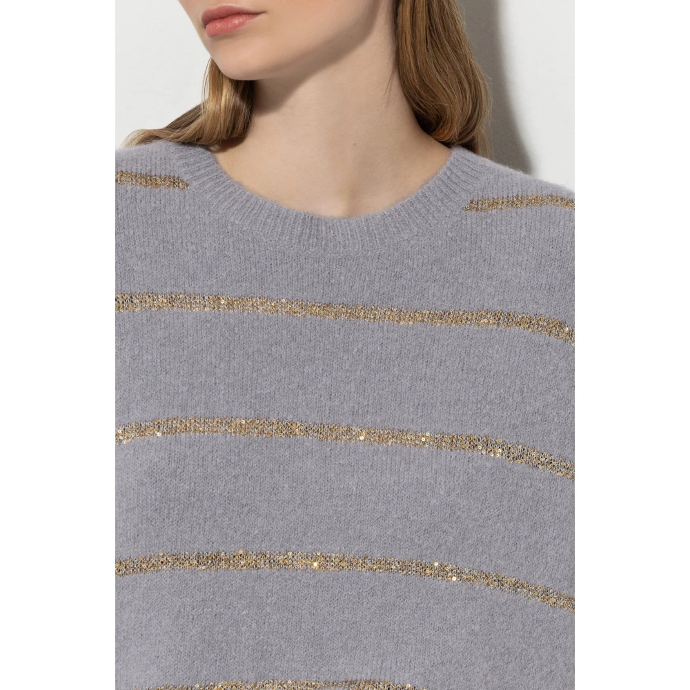 LUISA CERANO Gouden Gestreepte Trui Gray Dames