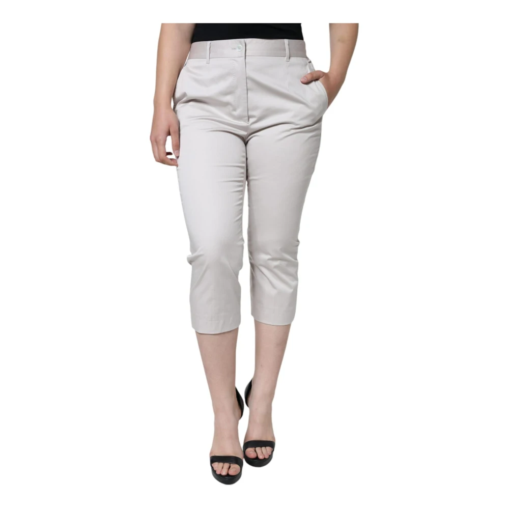 Dolce & Gabbana Witte Katoenen Skinny Ritsbroek White Dames