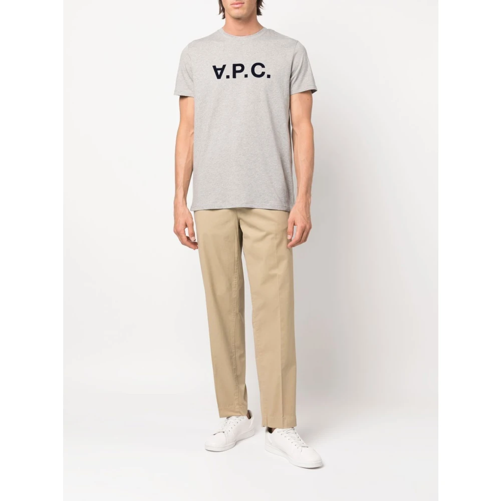 A.p.c. Grijze Katoenen Logo Print T-shirt Gray Heren