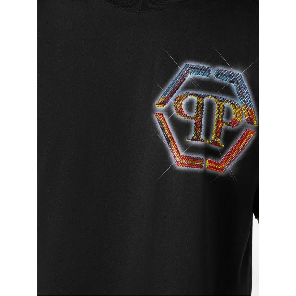 Philipp Plein Zwart Logo Print Katoenen T-shirt Black Heren
