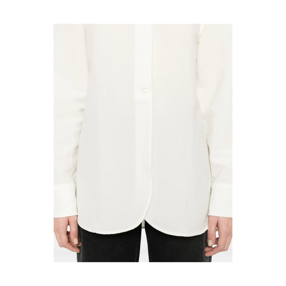 Studio Nicholson Witte Geknoopte Hemd met Opstaande Kraag White Dames