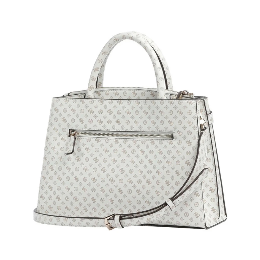 Guess Witte lederen schoudertas met gouden details White Dames
