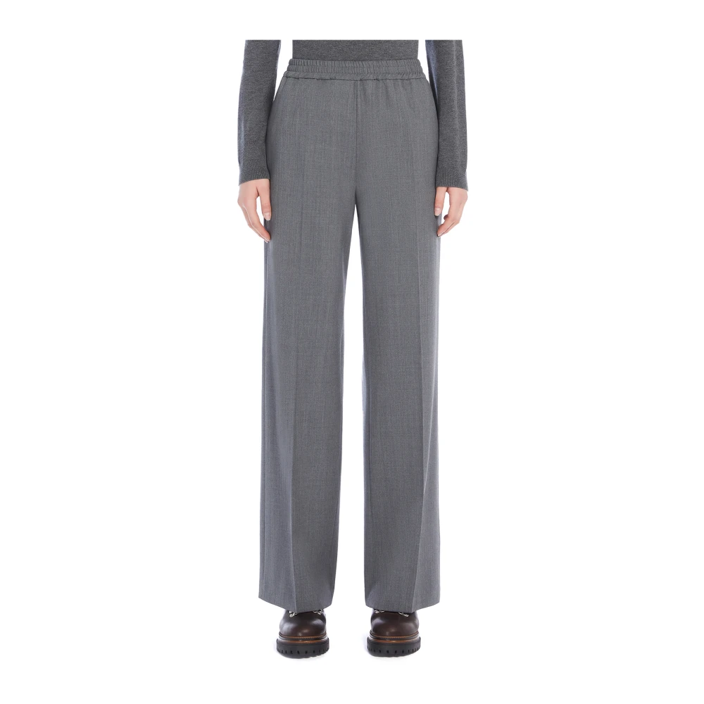 Max Mara Wollen broek met rechte pijpen Gray Dames