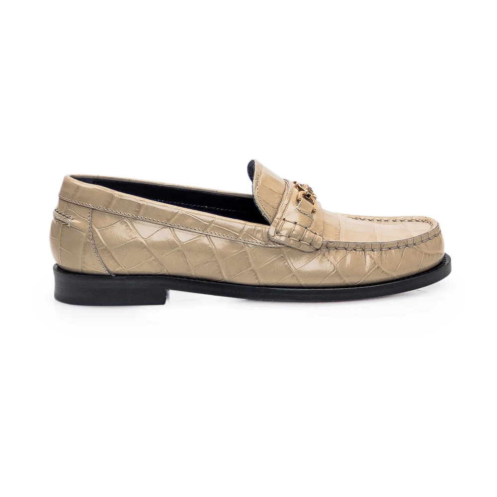 Versace Kalvläder Loafers Beige, Dam