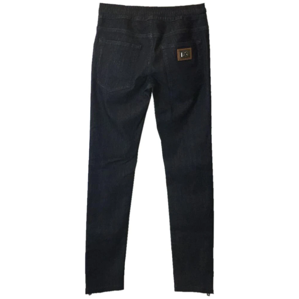 Dolce & Gabbana Stretch katoenen jeans met trekkoord taille Blue Heren