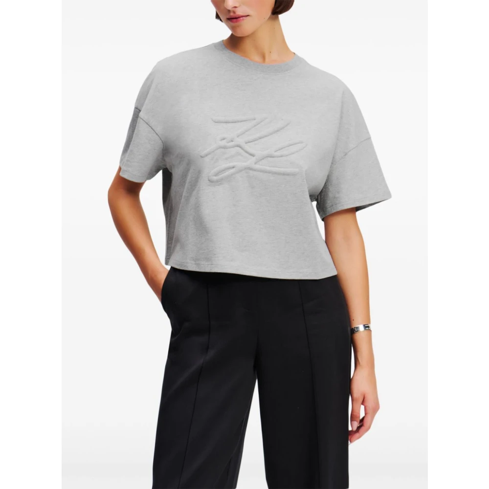 Karl Lagerfeld T-Shirt MC Grijs Autograph 3D Gray Dames
