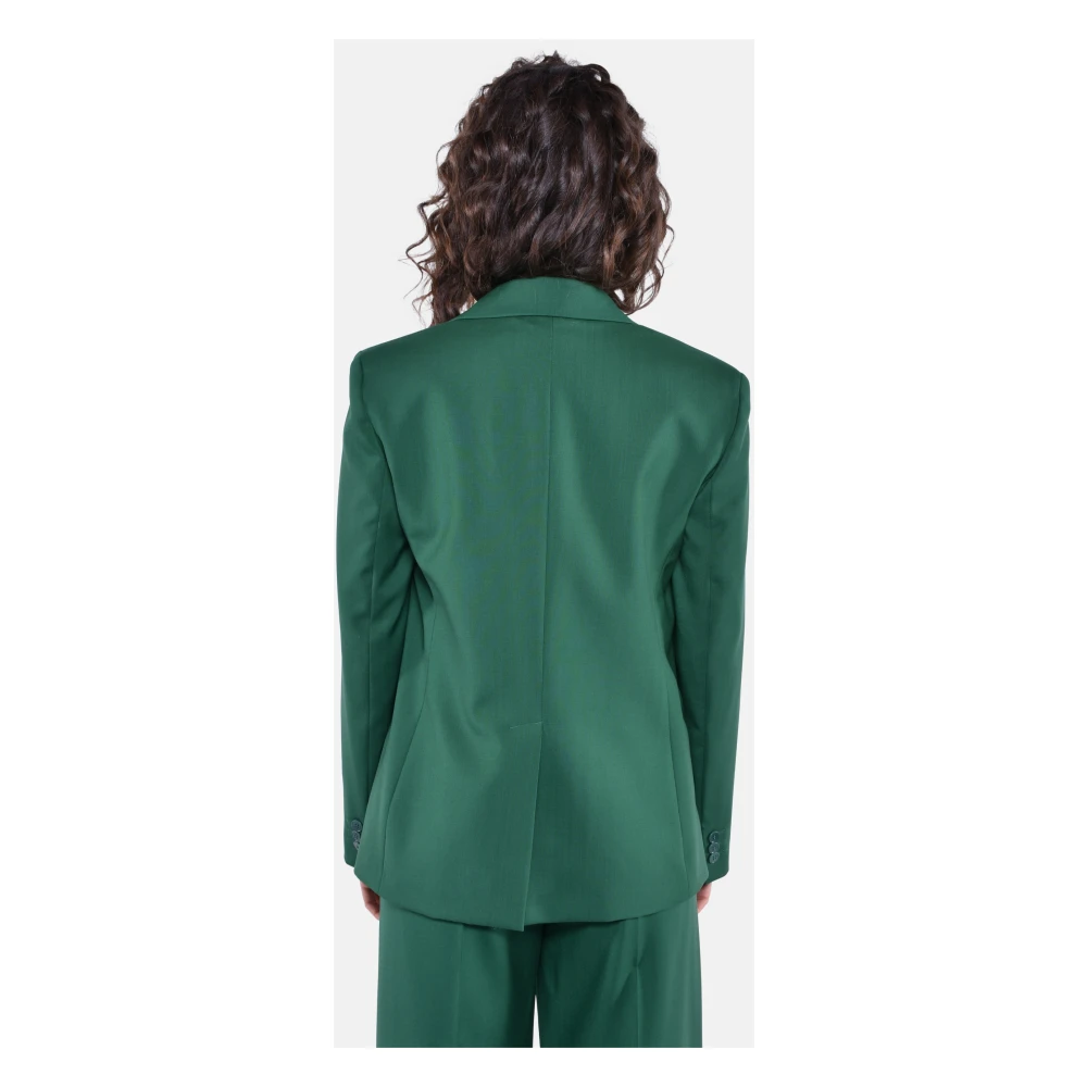 Max Mara Weekend Wollen Stretch Blazer met Revers Green Dames