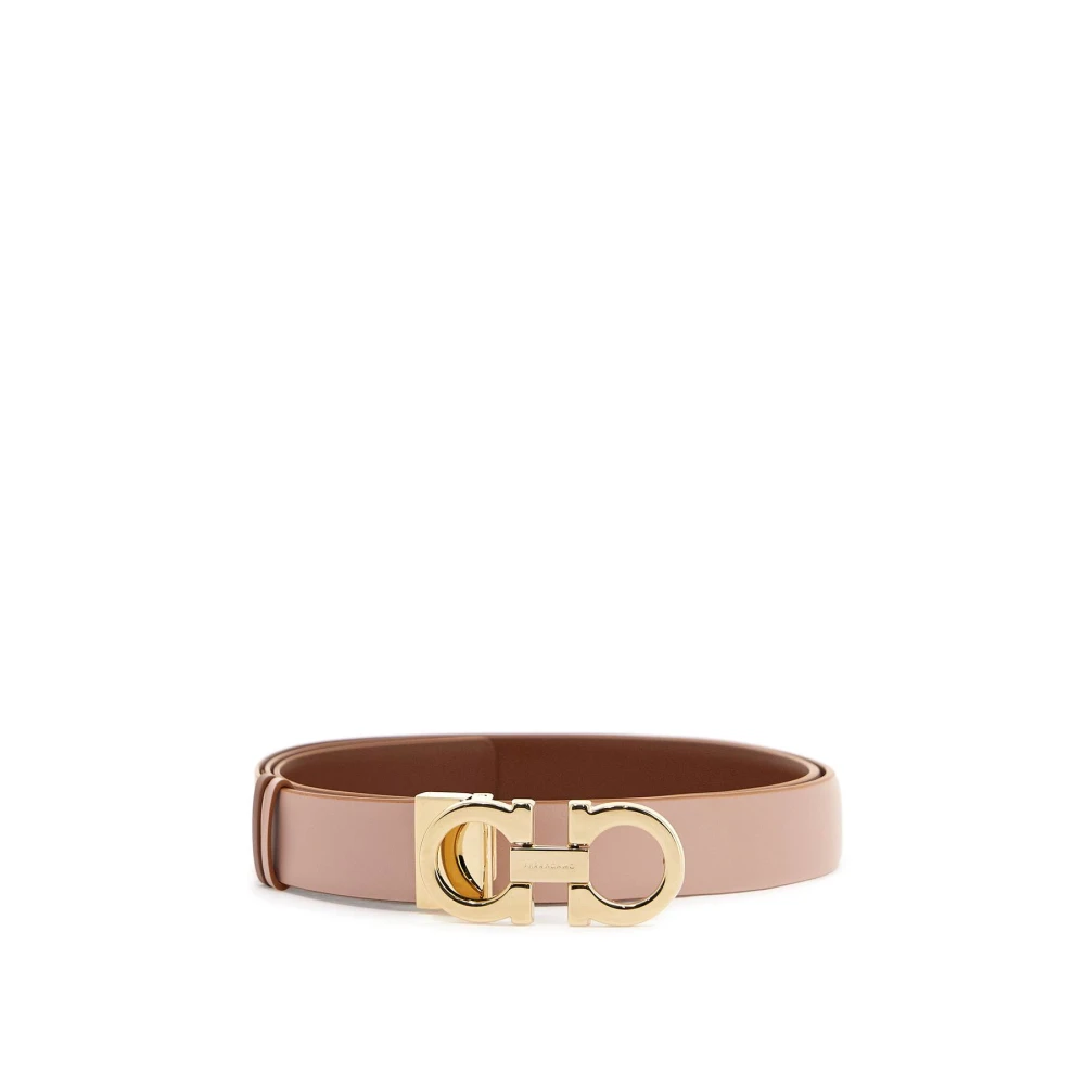 Salvatore Ferragamo Omkeerbare Gancini Leren Riem Pink Dames